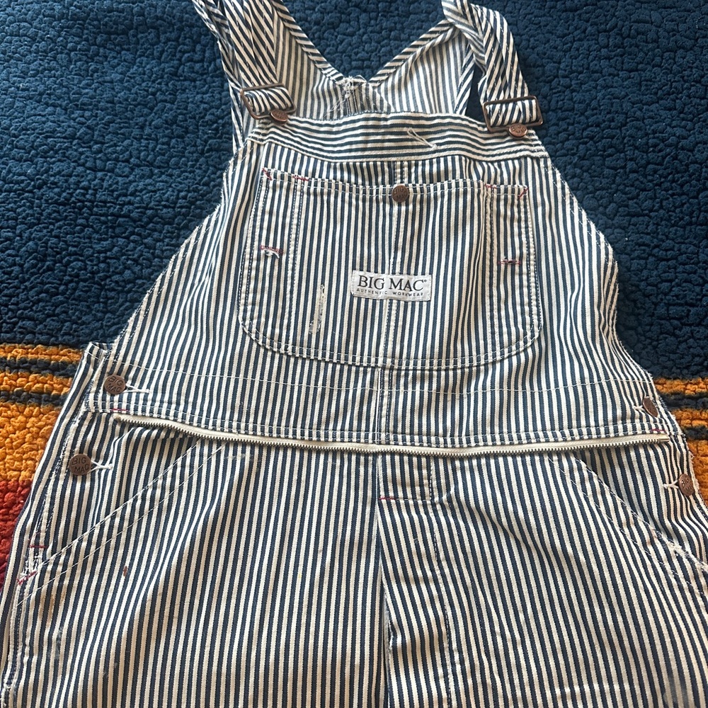 Vintage Big Mac Women's Striped Jumpsuit - Navy and White